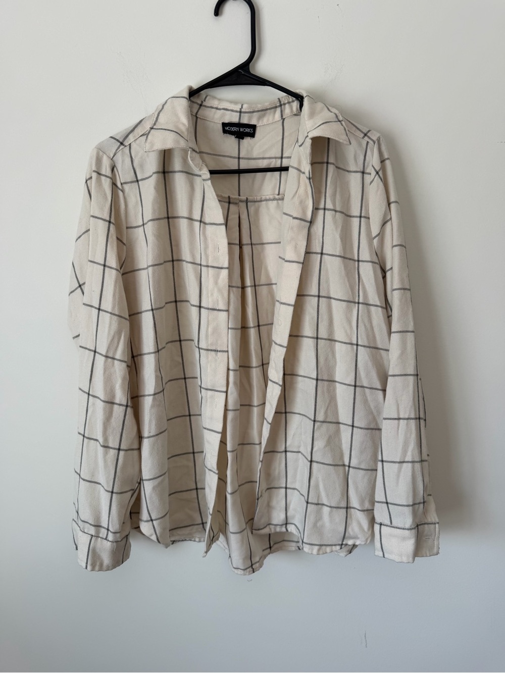 Vero Moda Windowpane Shirt Jacket - Cream & Black Lines